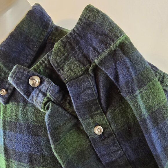 Eddie Bauer Mens XLT Green Blue Plaid Flannel Shirt Relaxed Fit Button Up Tartan - Picture 5 of 10